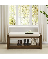 Streamdale Furniture 40" Ivory Bench with Shoe Rack & Removable Cushion
