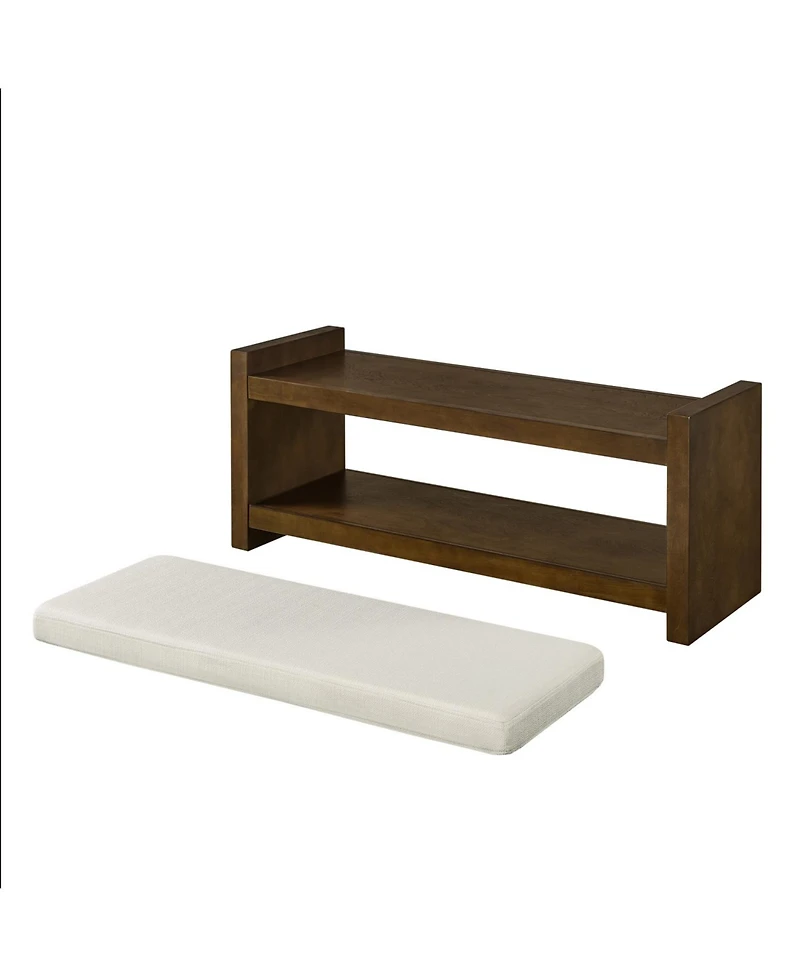 Streamdale Furniture 40" Beige Bench with Shoe Rack & Removable Cushion