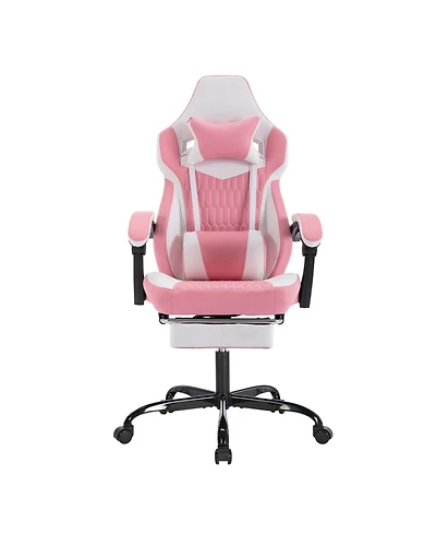 Streamdale Furniture Pink Gaming Chair with Footrest Ergonomic High Back