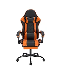 Streamdale Furniture Gaming Chair with Footrest Headrest & Lumbar Support - Black/Orange