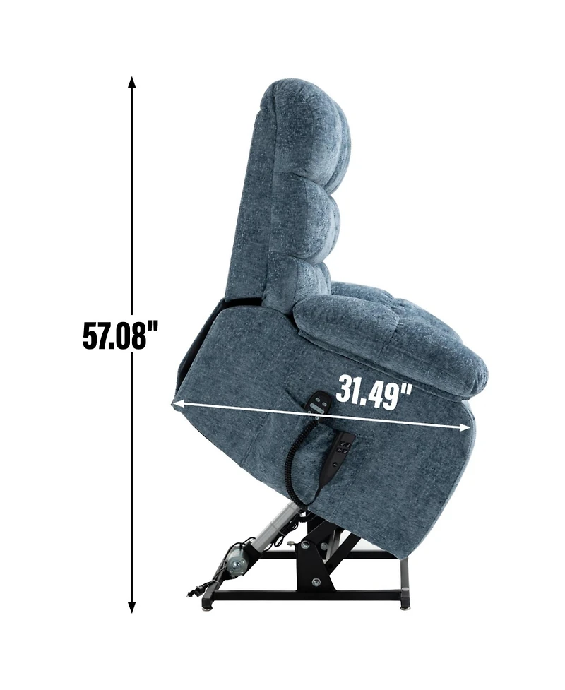 Streamdale Furniture Lift Recliner Heat Massage Dual Motor Infinite Position Blue