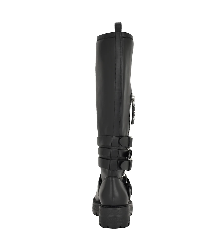 Guess Women's Yanky Tall Buckled Moto Lug Boots