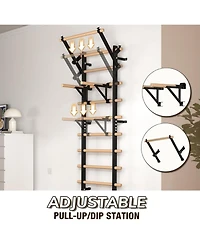 Er Kang Swedish Ladder – 9-Rod Stall Bar with Pull-Up & Dip Bars, Core & Stretching Trainer