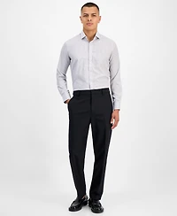 Tom Baine Men's Slim-Fit Performance Four-Way Stretch Mini Plaid Dress Shirt