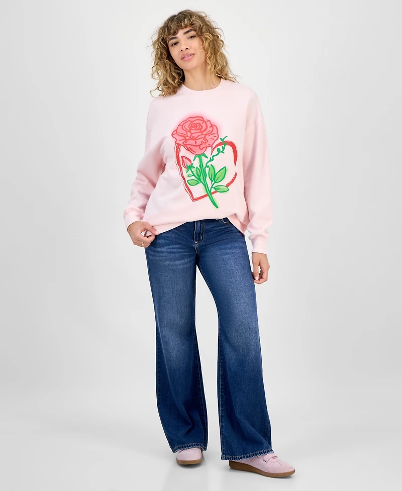 Rebellious One Juniors' Heart-Graphic Sweatshirt