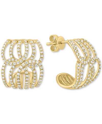 Effy Diamond Swirl Openwork Huggie Hoop Earrings (3/4 ct. t.w.) in 14k Gold