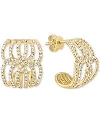 Effy Diamond Swirl Openwork Huggie Hoop Earrings (3/4 ct. t.w.) in 14k Gold