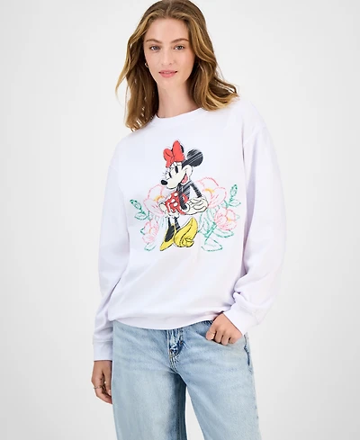 Freeze 24-7 Juniors' Minnie Mouse Graphic Embroidered Sweatshirt