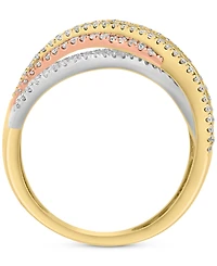 Effy Diamond Round & Baguette Crossover Ring (1 ct. t.w.) in 14k Tricolor Gold