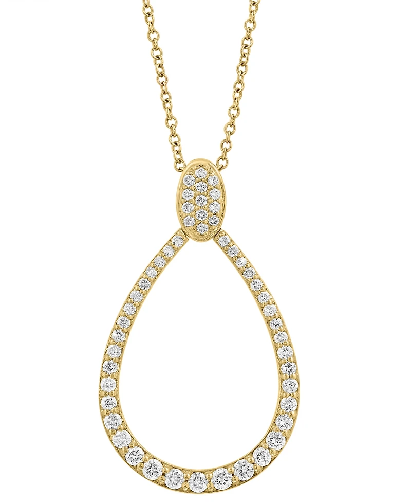 Effy Diamond Teardrop Pendant Necklace (3/4 ct. t.w.) in 14k Gold, 17" + 1" extender