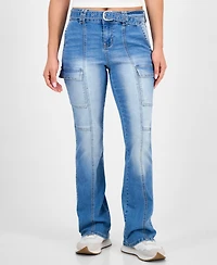Madden Girl Juniors' Belted Cargo Bootcut Jeans