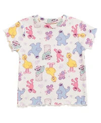 Sesame Street Baby Girls Ribbed T-Shirt and Shorts Outfit Set