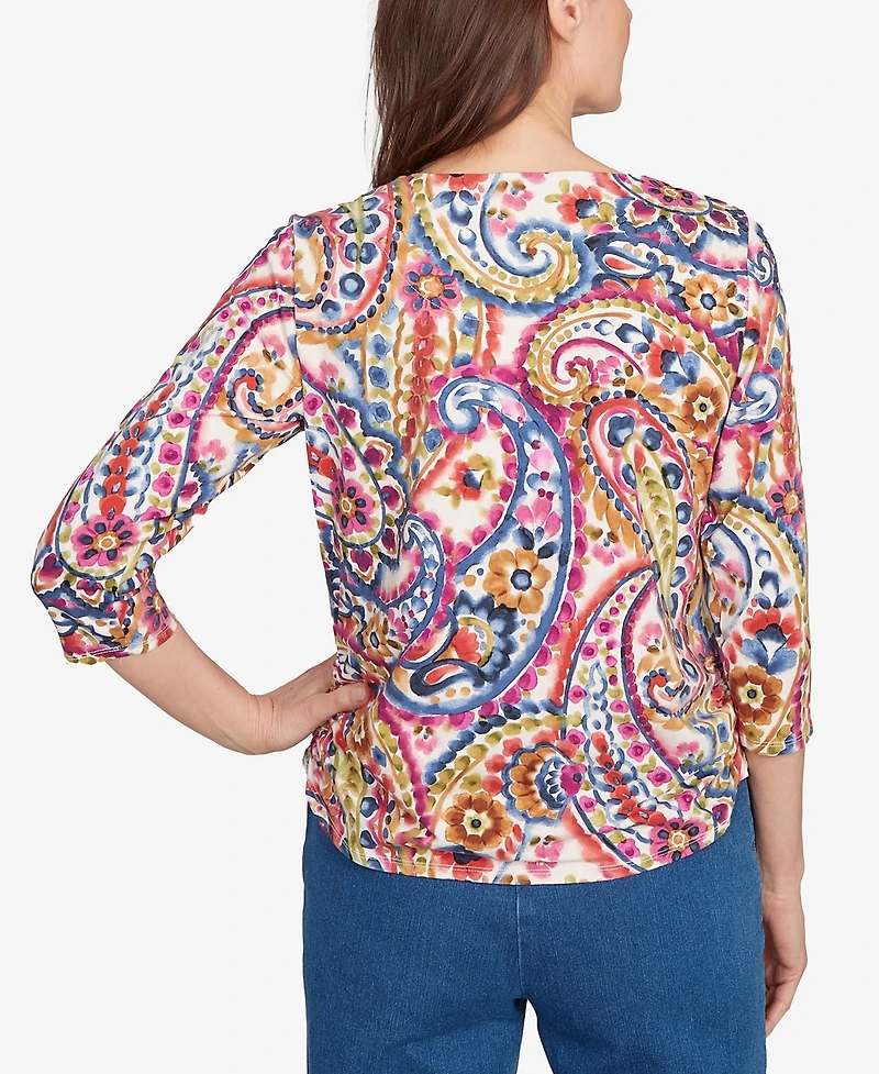Alfred Dunner Petite Paisley Top