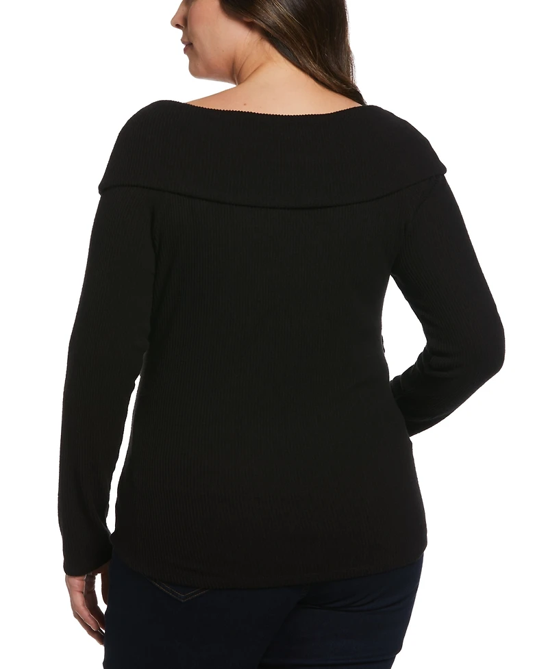 Ella Rafaella Plus Marilyn Ribbed Crossover Long Sleeve Top