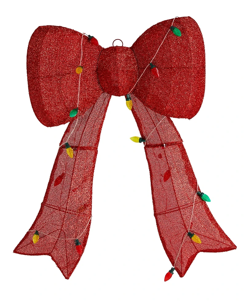 Glitzhome 35.75" Lighted Fabric 3D Christmas Bow