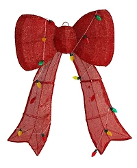 Glitzhome 35.75" Lighted Fabric 3D Christmas Bow