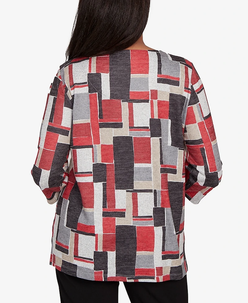Alfred Dunner Petite Colorblock Beaded Top