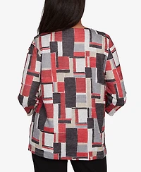 Alfred Dunner Petite Colorblock Beaded Top