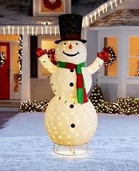 Glitzhome 94.5" Lighted Fabric Christmas 3D Foldable Snowman Outdoor Decor