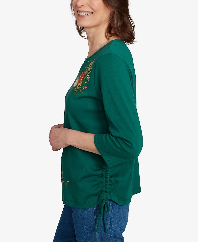 Alfred Dunner Petite Asymmetric Beaded Top