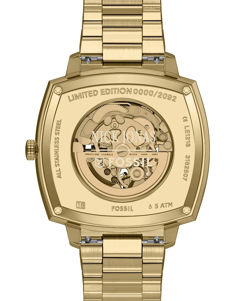 Fossil Unisex Nick Jonas x Machine Luxe Automatic Gold-Tone Stainless Steel Watch, 40mm