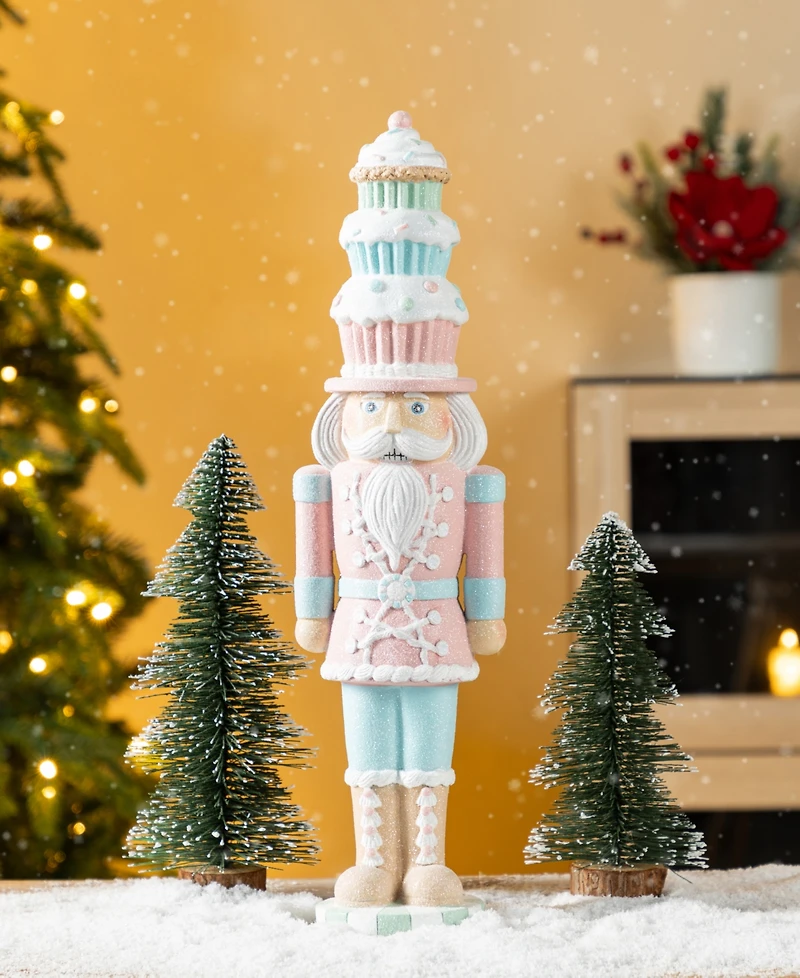 Glitzhome 18.25" Resin Christmas Cupcake Nutcracker