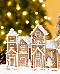 Glitzhome 12" Resin Christmas Gingerbread Townhouse Figurine