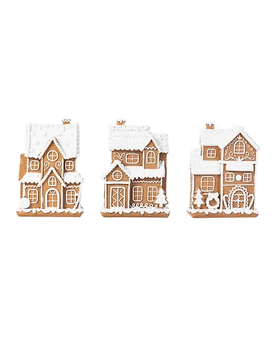 Glitzhome Resin Christmas Gingerbread House Figurine, Set of 3