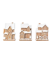 Glitzhome Resin Christmas Gingerbread House Figurine, Set of 3