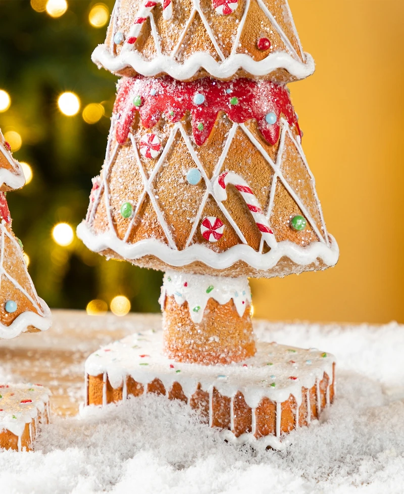 Glitzhome Resin Christmas Tree Figurine, Set of 2