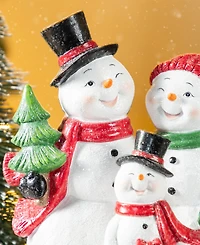 Glitzhome 10.25" Resin Christmas Snowman Family Figurine