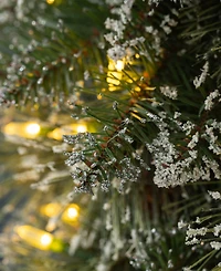 Glitzhome 3 ft Pre-Lit Frosted Greenery Pinecones Christmas Teardrop