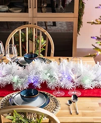 Glitzhome 6 ft Pre-Lit Snow Flocked Pine Christmas Garlands, Set of 2