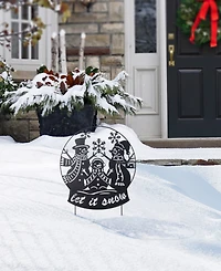 Glitzhome 30" Metal Christmas Silhouette Snowman Family Yard Stake or Wall Decor