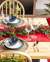 Glitzhome 6 ft Polyethylene Christmas Dripping Eucalyptus Garlands with Berries, Set of 2
