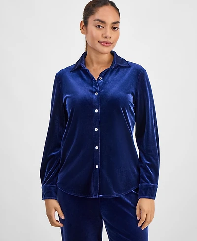 Ak Anne Klein Petite Velour Shirt