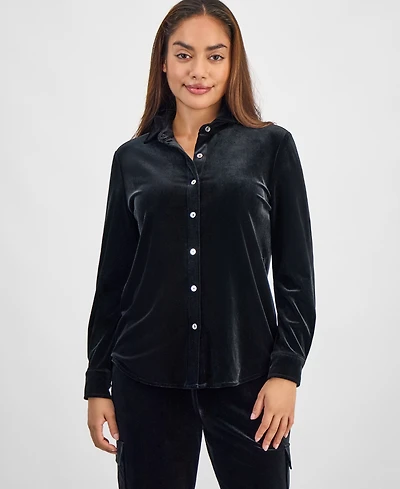 Ak Anne Klein Petite Velour Shirt