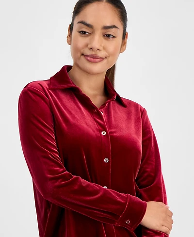 Ak Anne Klein Petite Velour Shirt
