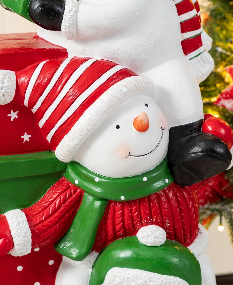 Glitzhome 35.25" Resin Christmas Stacked Snowman Porch Decor