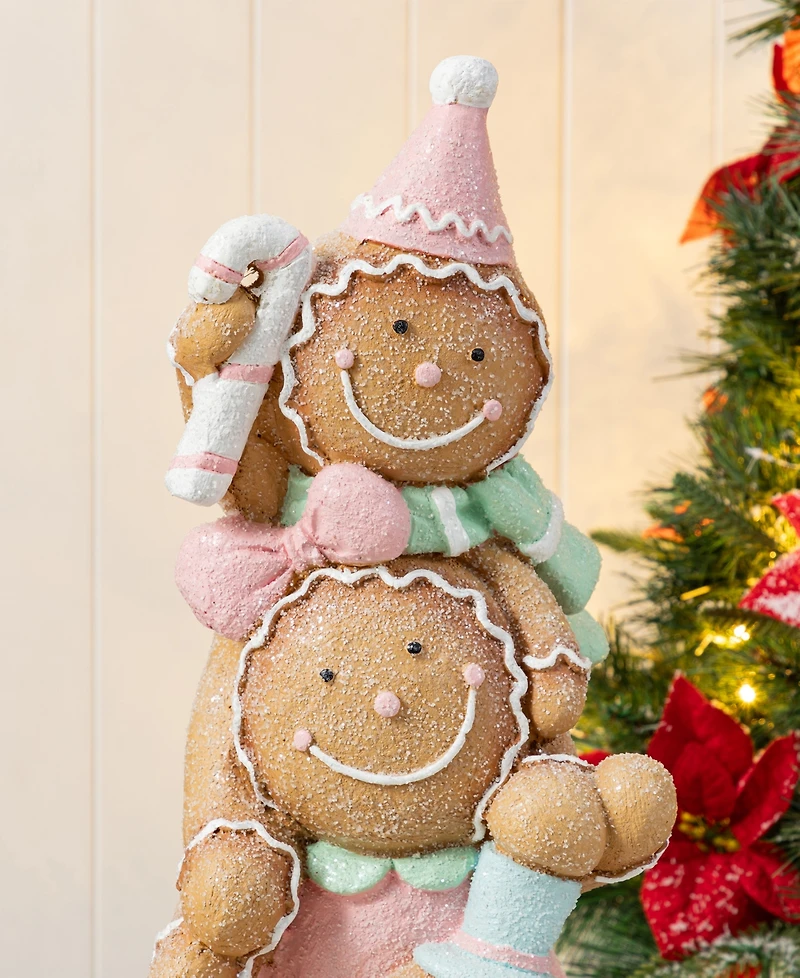 Glitzhome 29.25" Resin Christmas Macaron Stacked Gingerbread Man Porch Decor