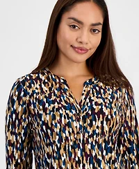 Ak Anne Klein Petite Printed Henley Top