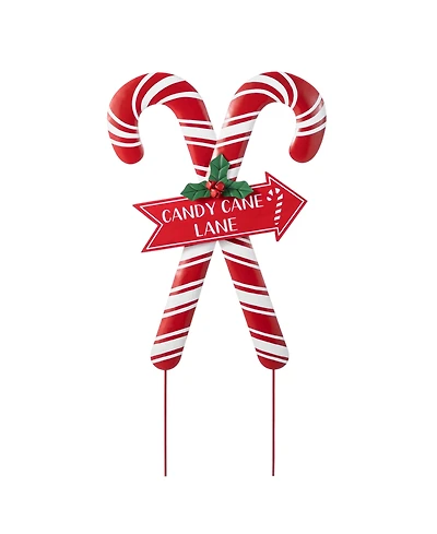 Glitzhome 30" Metal Christmas Candy Cane Yard Stake