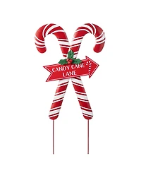 Glitzhome 30" Metal Christmas Candy Cane Yard Stake