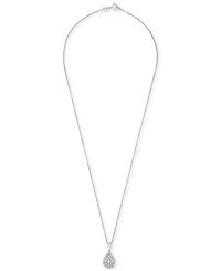Diamond Teardrop Cluster 18" Pendant Necklace (1/4 ct. t.w.) in Sterling Silver, Macy's Exclusive