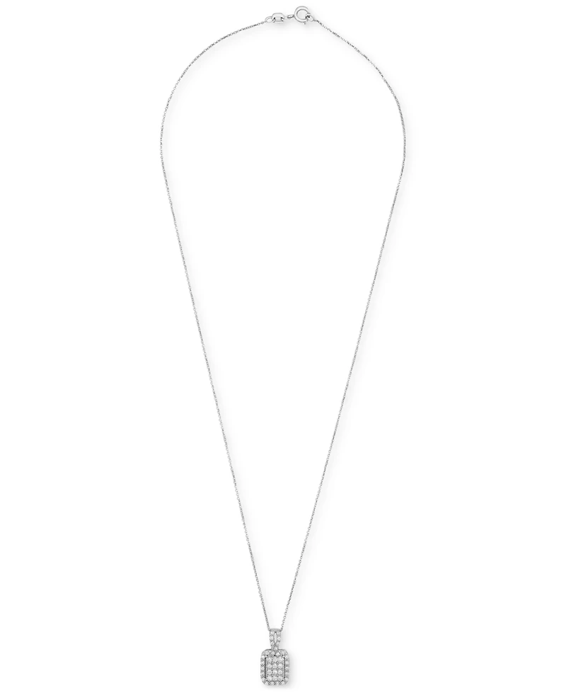 Diamond Octagon Halo Cluster 18" Pendant Necklace (1/3 ct. t.w.) in Sterling Silver, Macy's Exclusive