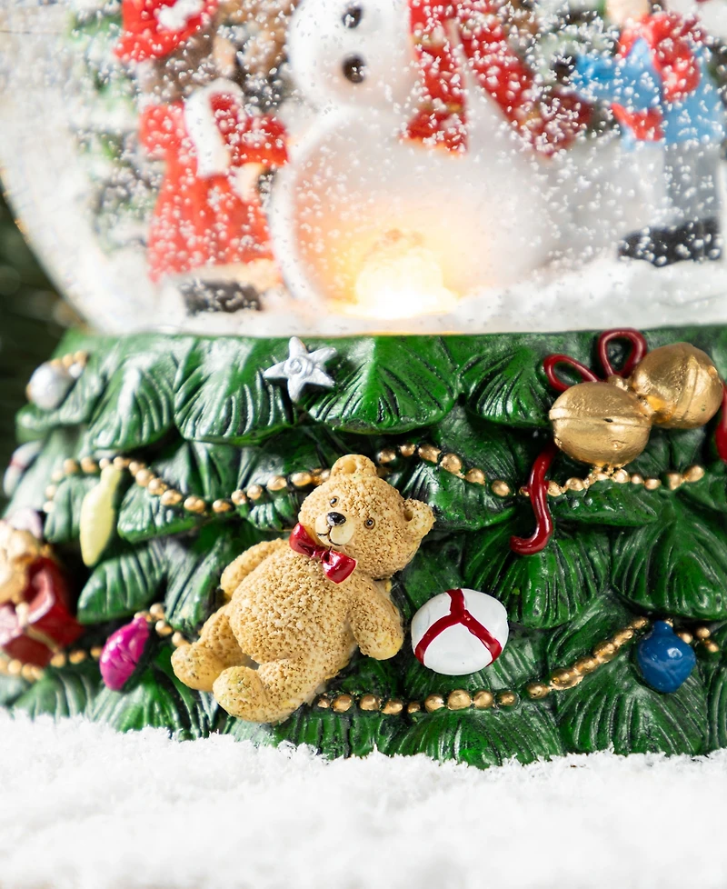 Glitzhome 150mm Lighted Resin Christmas Musical Snowflakes Snowman Water Globe