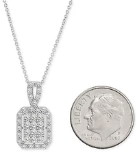 Diamond Octagon Halo Cluster 18" Pendant Necklace (1/3 ct. t.w.) in Sterling Silver, Macy's Exclusive