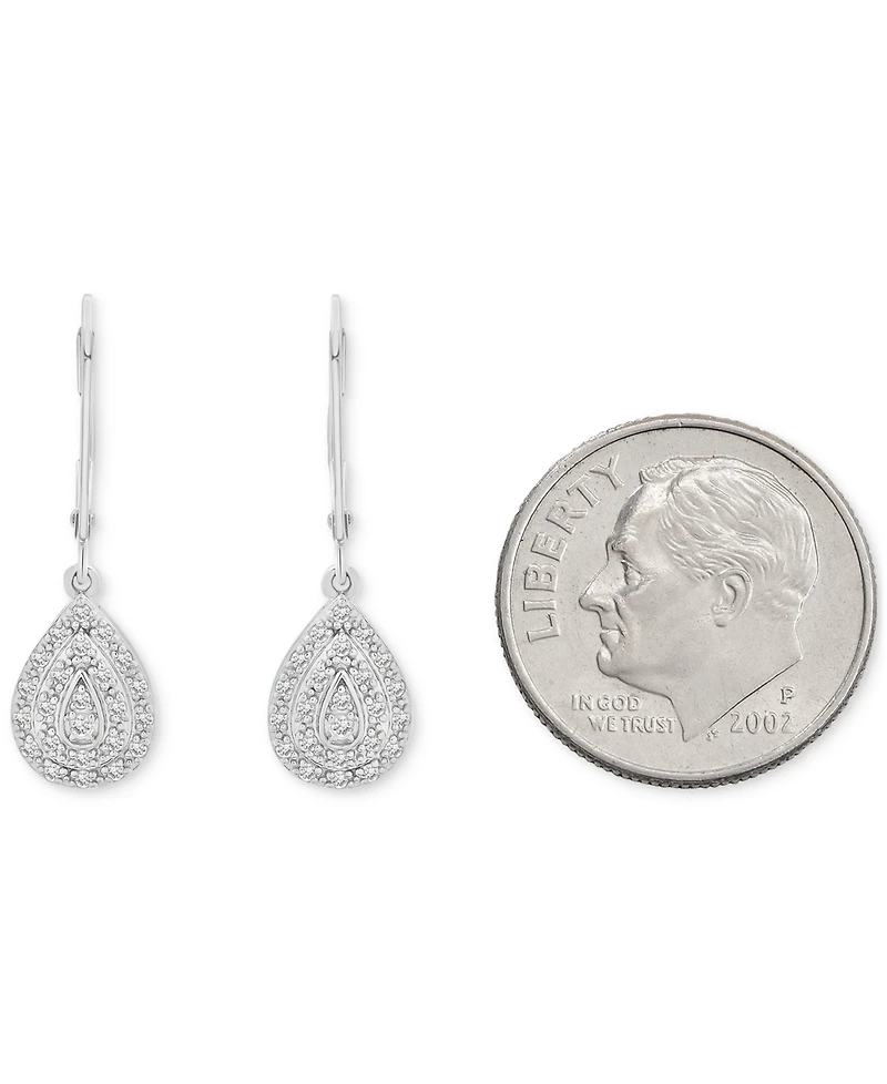 Diamond Teardrop Cluster Drop Earrings (1/4 ct. t.w.) in Sterling Silver, Macy's Exclusive