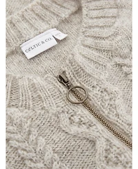 Celtic & Co. Women's Wool Cable Zip Cardigan