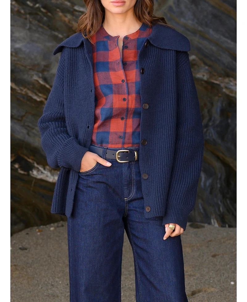 Celtic & Co. Women's Sailor Collar Longline Cardigan